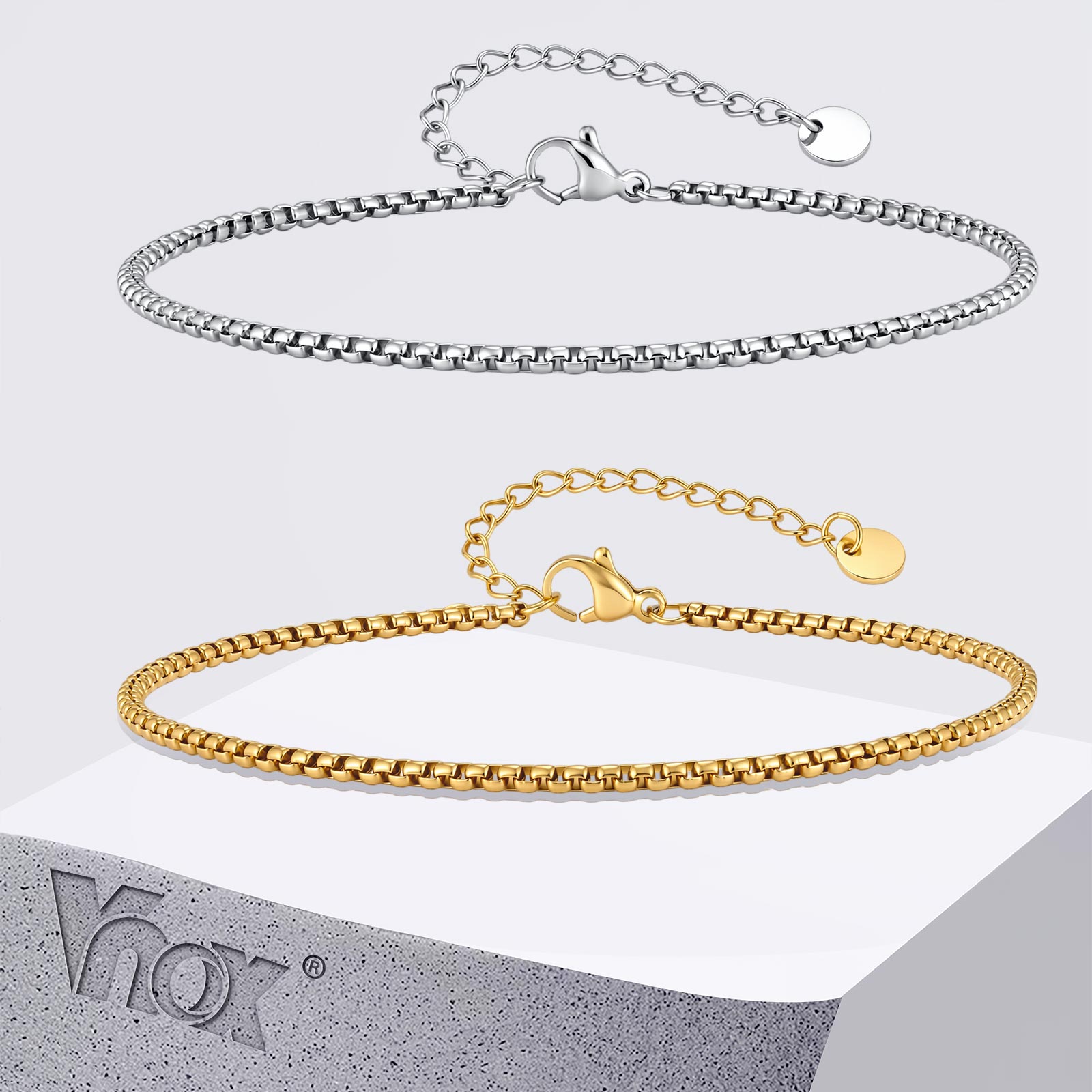 Jc Jewelry & Watches Reviews - Vnox Gelang Kaki Rantai Kotak Baja