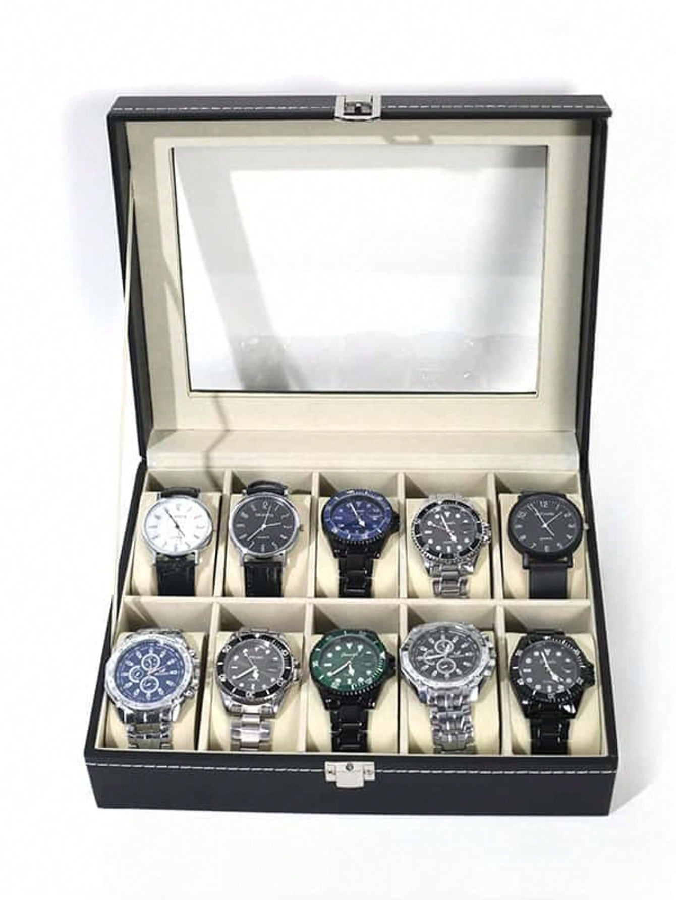 Jewelry Watches Men - Kotak Jam Tangan Kulit dengan Kunci,