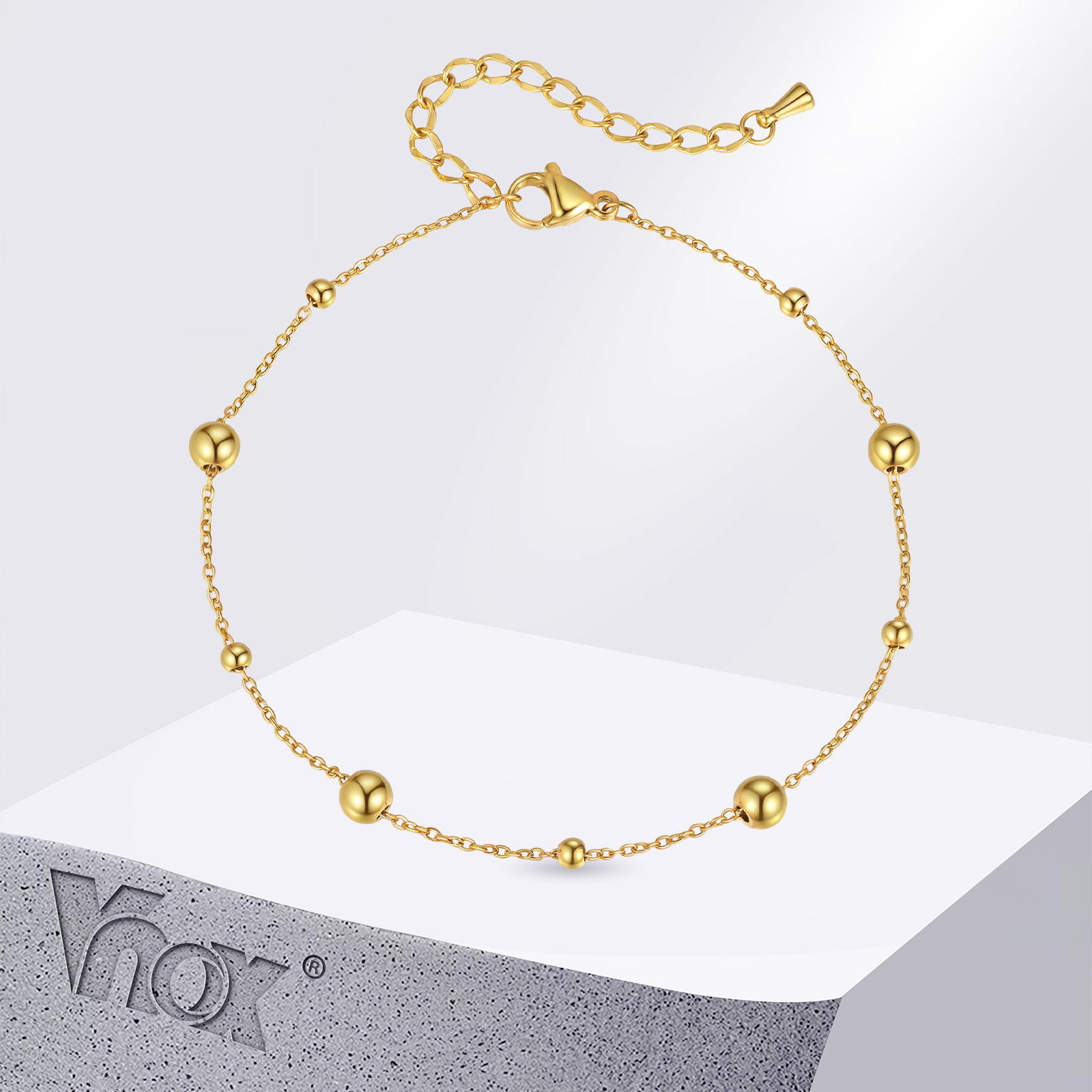 Jc Jewelry & Watches Reviews - Vnox Gelang Kaki Manik-manik Kecil Baja