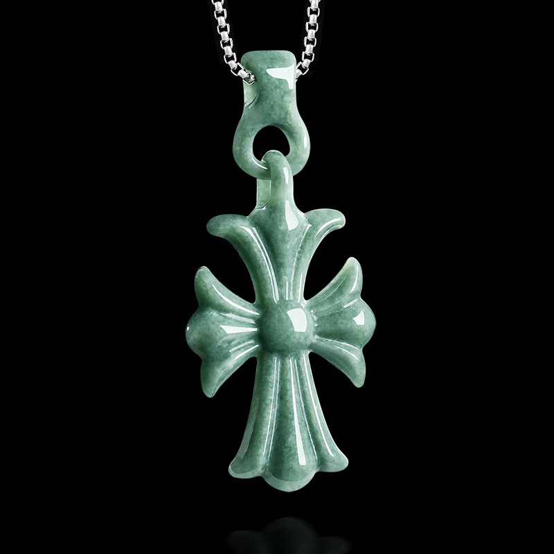 Jewelry & Watches Ltd - Kalung Liontin Salib Batu Giok Burma