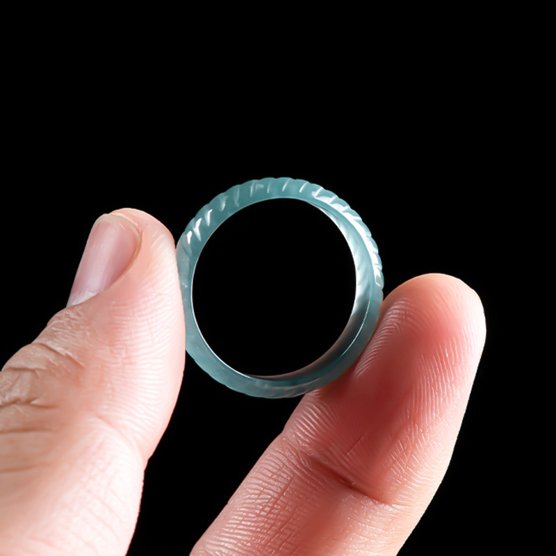 Jewelry & Watches Ltd - Cincin Giok Burma Asli Biru Mewah,