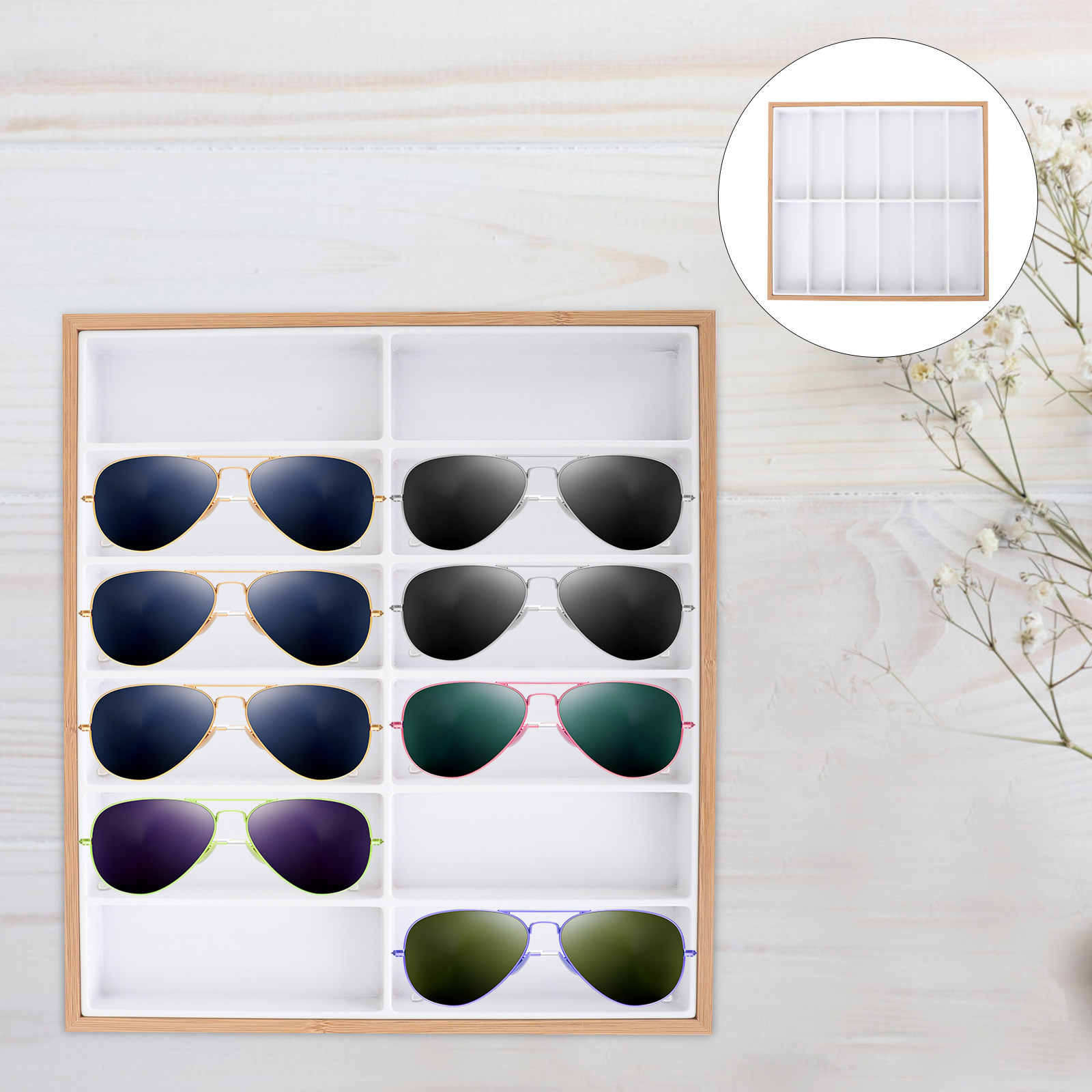 Watches Jewelry Holder - Rak Kacamata 12 Kotak dari Kayu