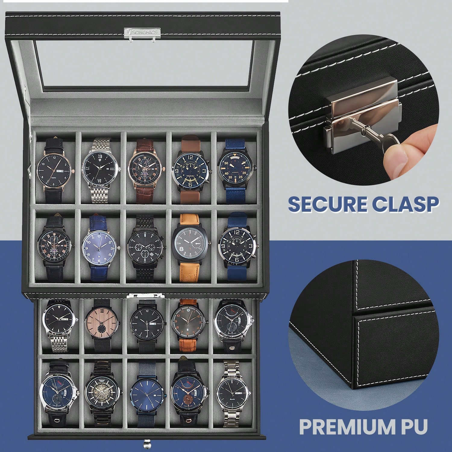 Kotak Jam Tangan 20 Slot denga - Jewelry Watches Men ulasan dan harga