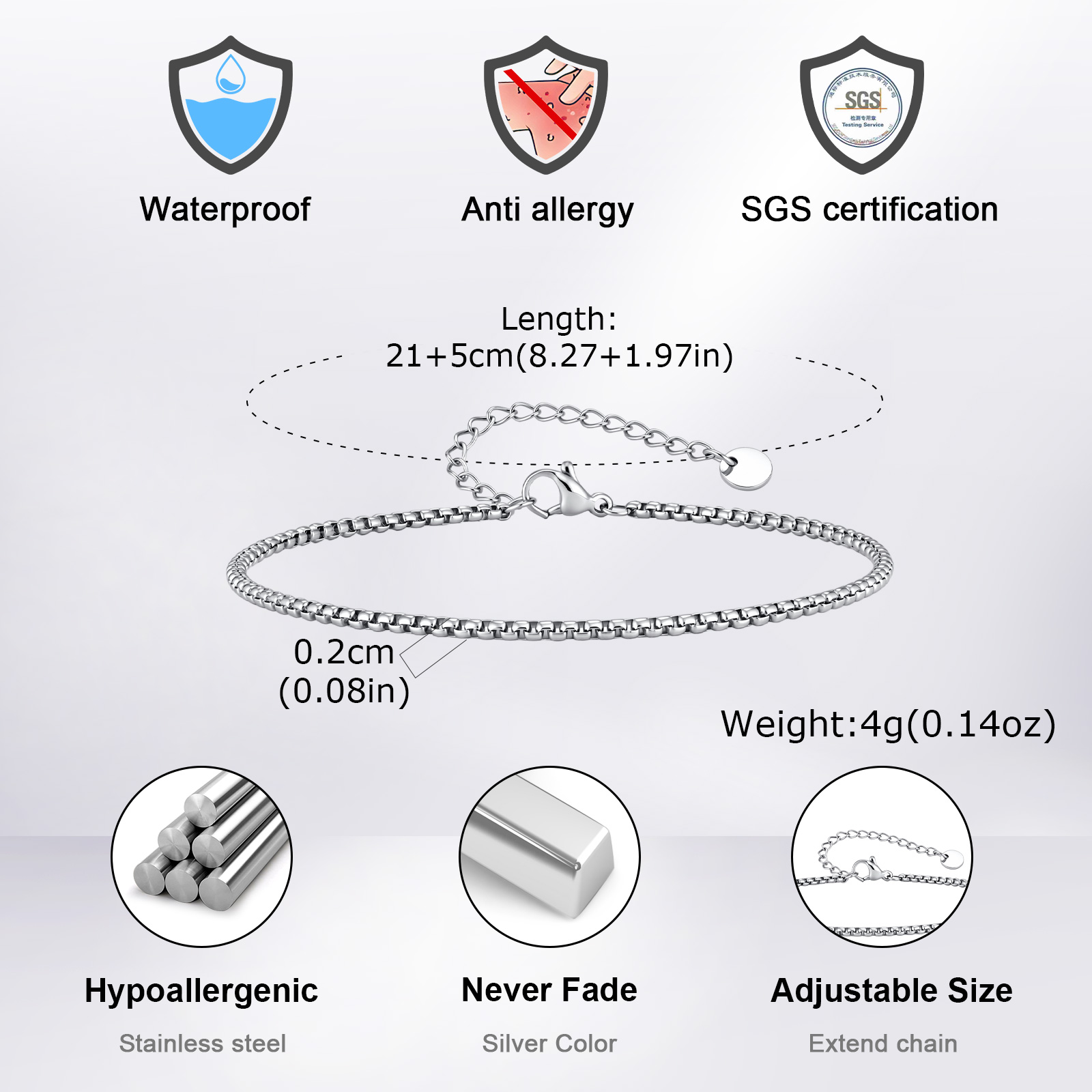 Vnox Gelang Kaki Rantai Kotak  - Jc Jewelry & Watches Reviews ulasan dan harga